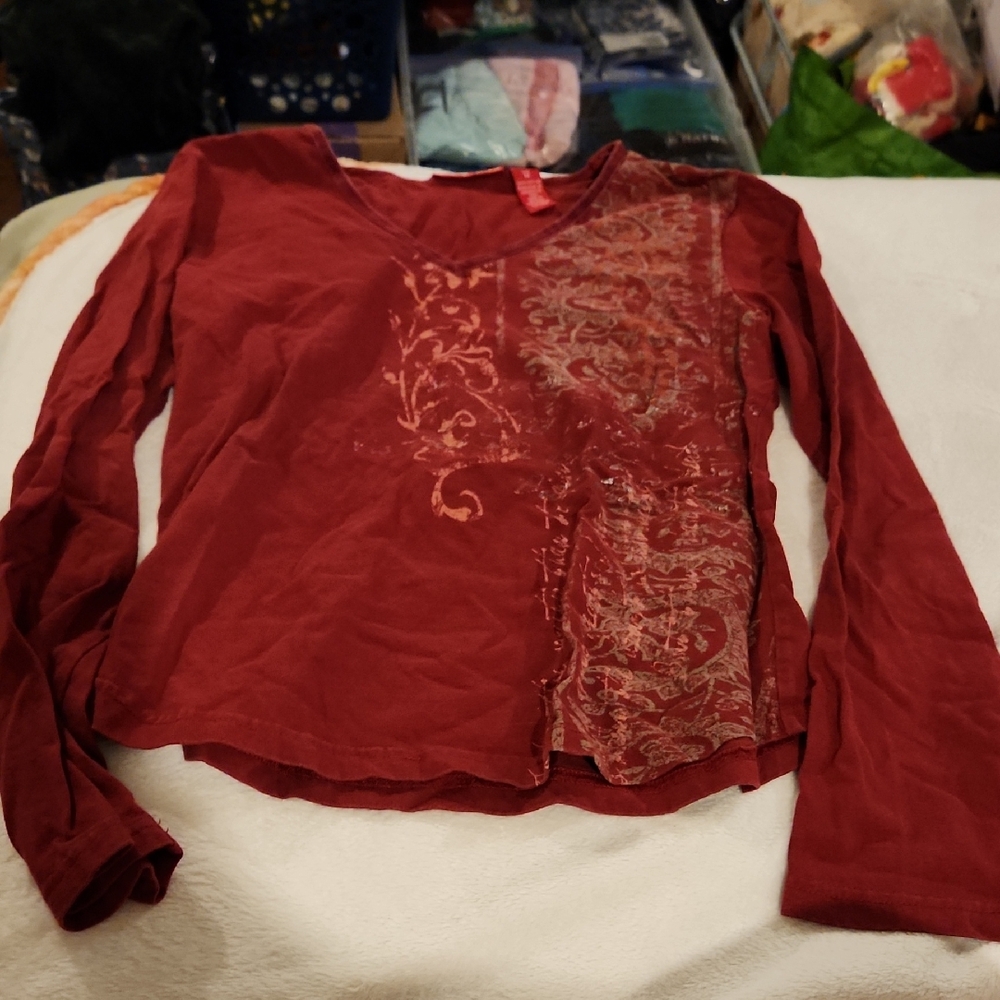 Women's Red Long Sleeve Top